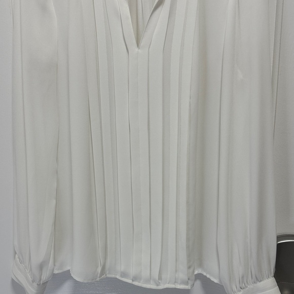 White House Black Market Ivory Pleated Blouse - Picture 3 of 6